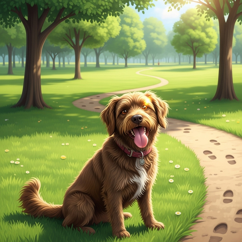 Playful Dog in a Serene Park Setting Playful Dog in a Serene Park Setting