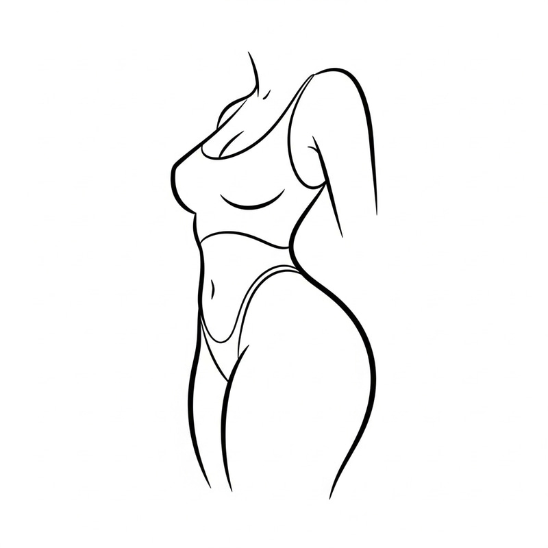 Cartoon Outline of a Curvy Female Figure - Elegance in Simplicity Cartoon Outline of a Curvy Female Figure - Elegance in Simplicity