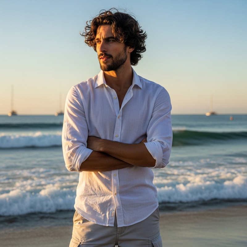 Tall Man with Curly Hair - Image Description Tall Man with Curly Hair - Image Description