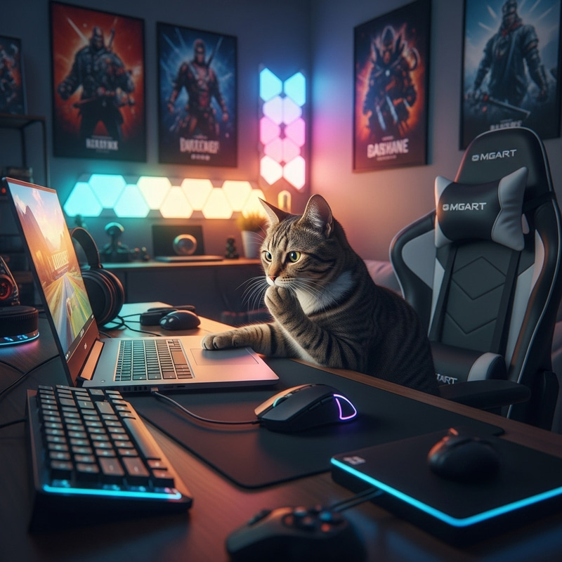Cat Gamer at Laptop: Ultimate Gaming Vibes