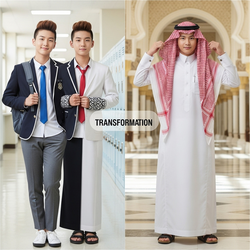 South Korean Boys Transform into Saudi Prince Costumes