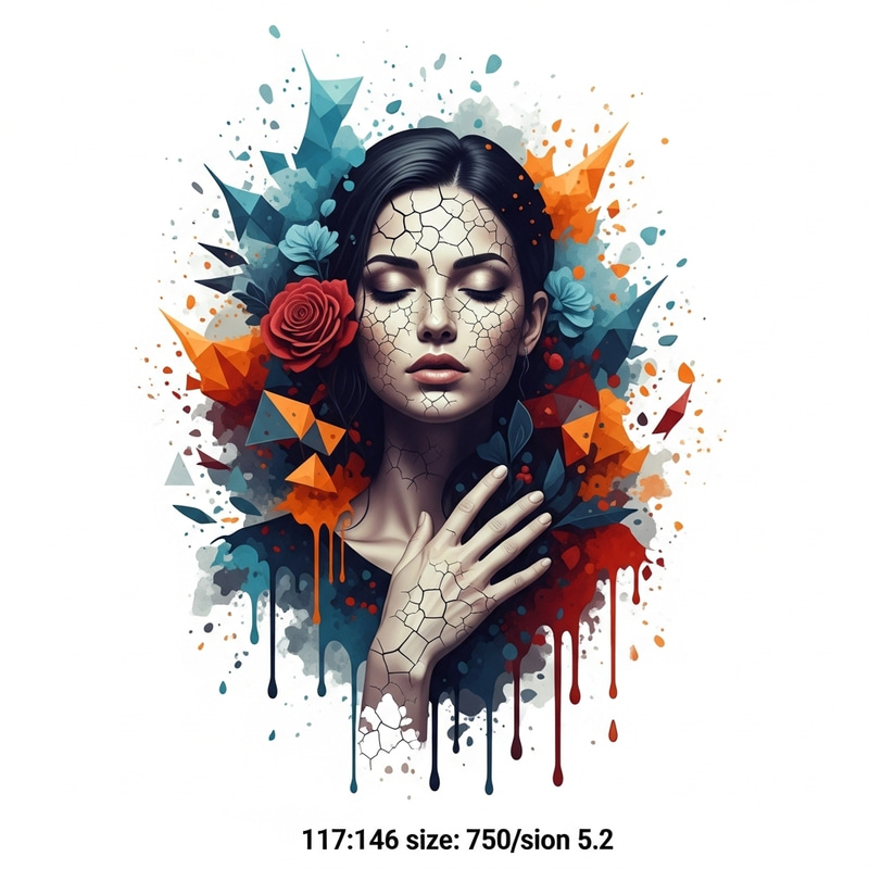 Stunning Woman Portrait in Serene Cracked Style by Dimitry Roulland Stunning Woman Portrait in Serene Cracked Style by Dimitry Roulland