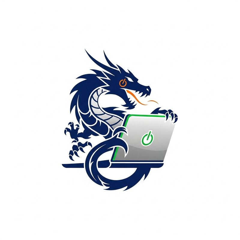 Modern Dragon Logo Design with Electronic Goods Symbol