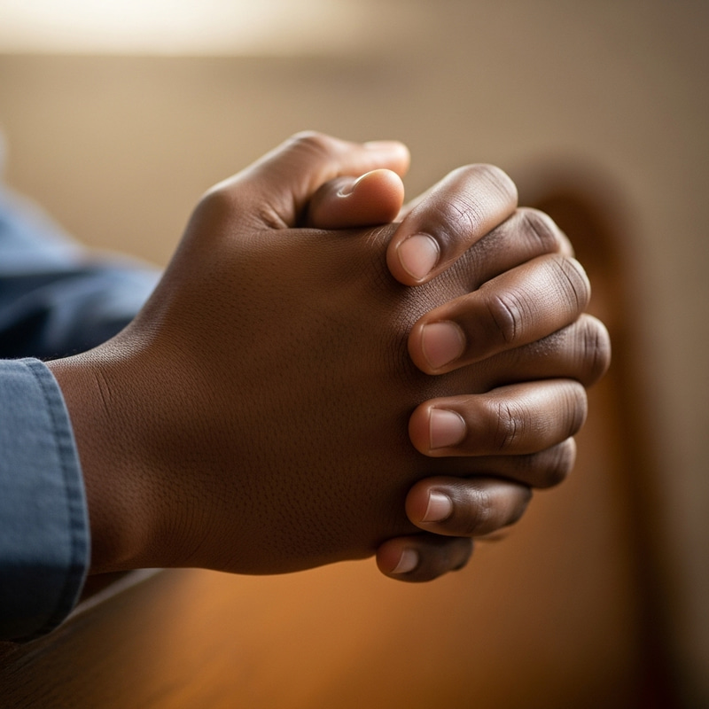 Black Man in Prayer: Spiritual Image of Devotion Black Man in Prayer: Spiritual Image of Devotion