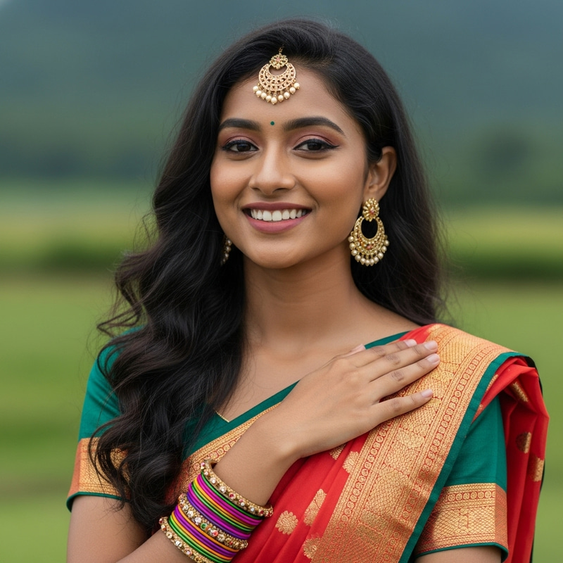 Captivating Indian Beauty in Vibrant Traditional Sari