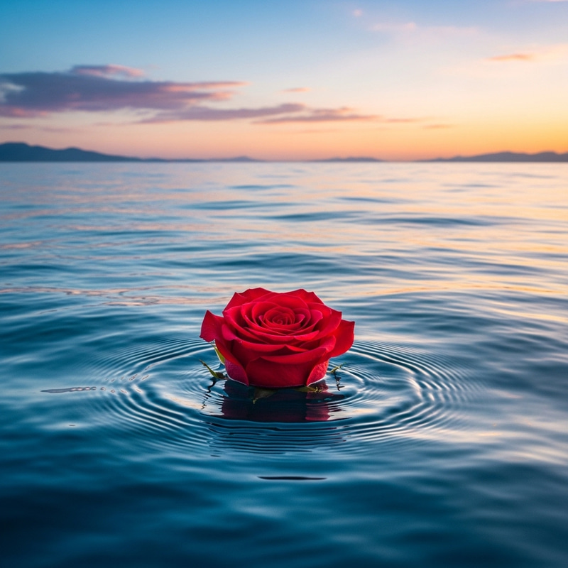 Solitary Rose in a Vast Serene Ocean Solitary Rose in a Vast Serene Ocean