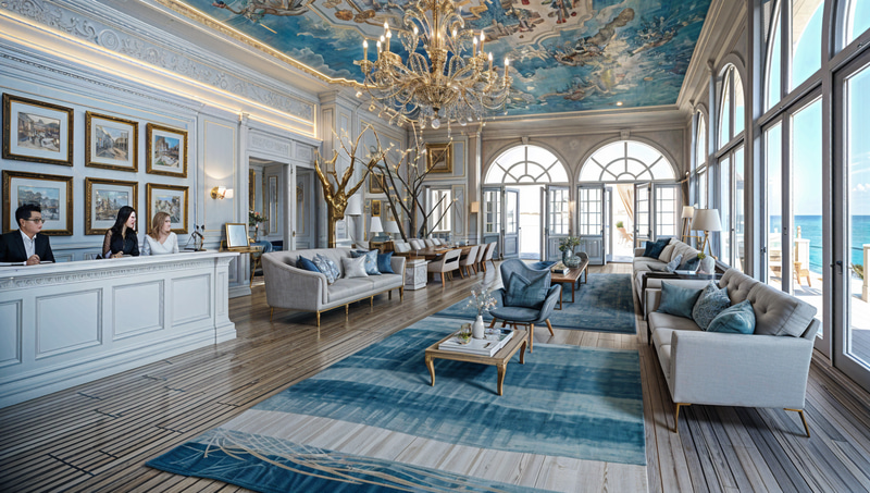 Charming Coastal Hotel Lobby | Experience Serene Comfort Charming Coastal Hotel Lobby | Experience Serene Comfort