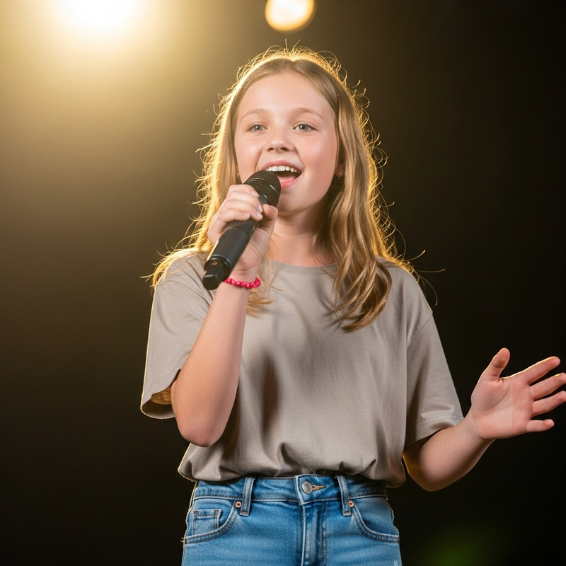 Talented 13-Year-Old Girl Singing with Passion