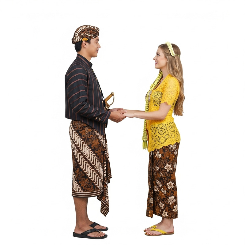 Intricately Detailed Photo-Realistic Javanese Man and Caucasian Woman Couple Portrait Intricately Detailed Photo-Realistic Javanese Man and Caucasian Woman Couple Portrait