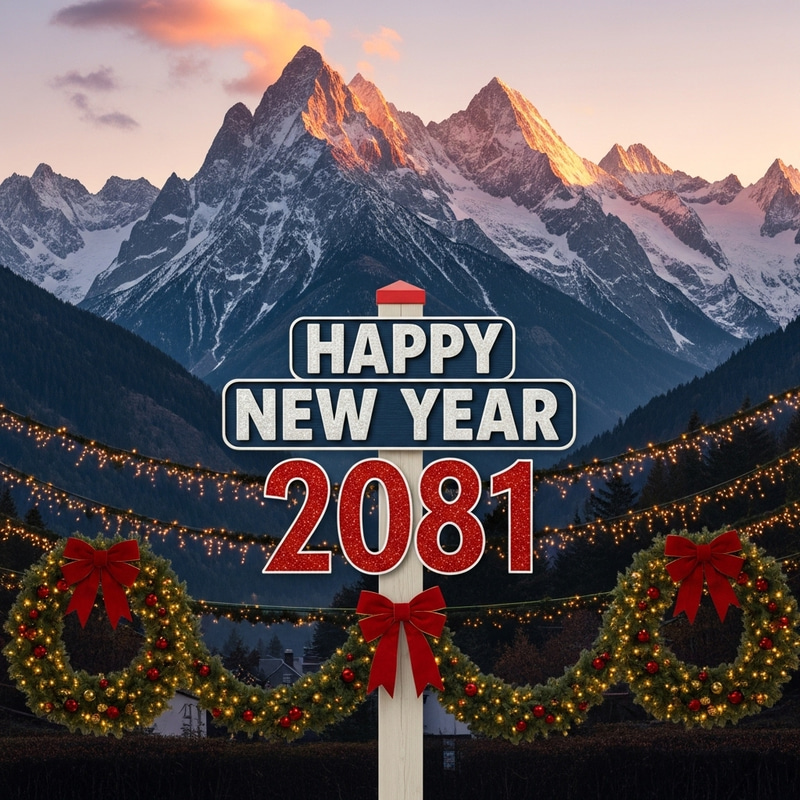 New Year 2081 Celebration in Majestic Mountains New Year 2081 Celebration in Majestic Mountains