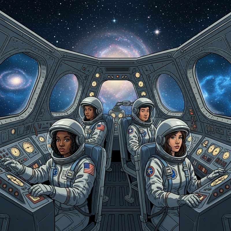 Galactic Journey: Retro-Futuristic Space Adventure