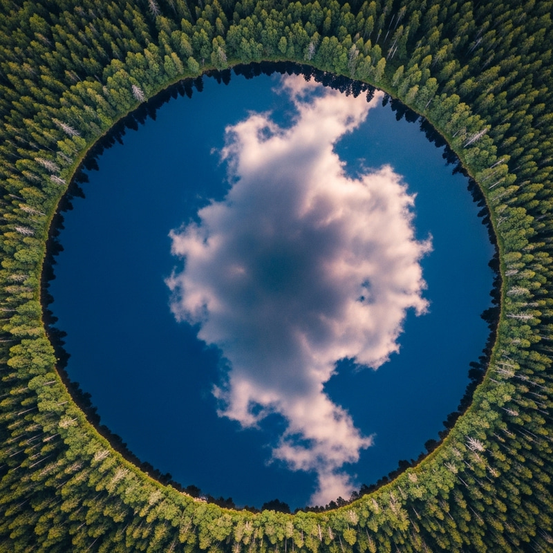 Perfectly Round Lake in a Dense Forest Perfectly Round Lake in a Dense Forest