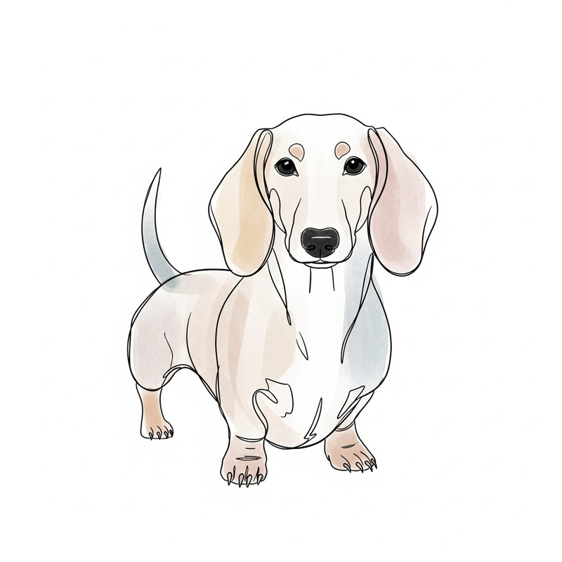 Simplistic Dachshund: Abstract Linear Design in Soft Pastels
