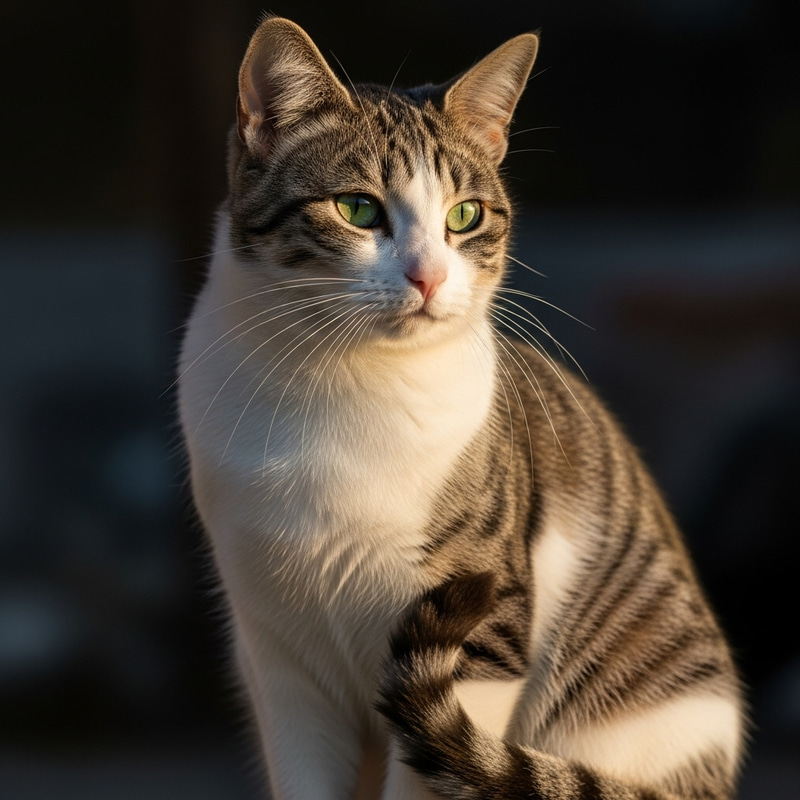 Graceful Domestic Cat with Emerald Green Eyes Graceful Domestic Cat with Emerald Green Eyes