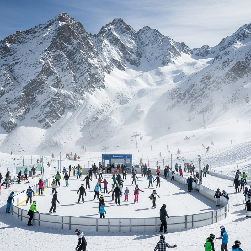 High-Altitude Ice Rink in Majestic Mountains High-Altitude Ice Rink in Majestic Mountains