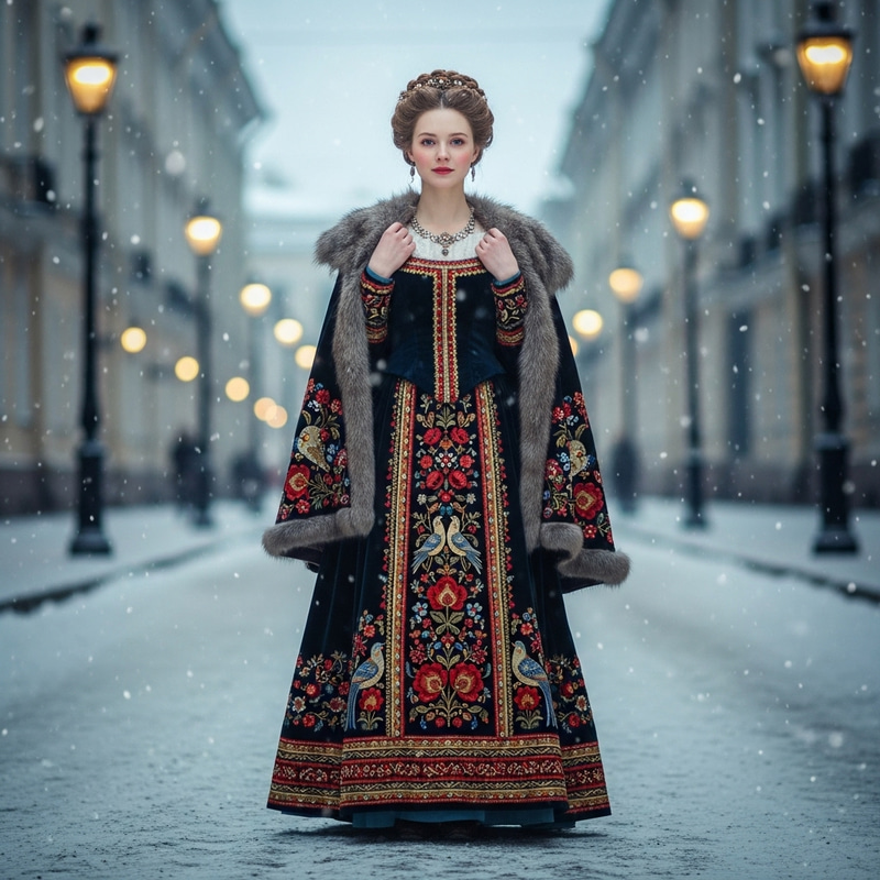 Elegant Russian Folklore Fashion in 19th Century Saint Petersburg Elegant Russian Folklore Fashion in 19th Century Saint Petersburg