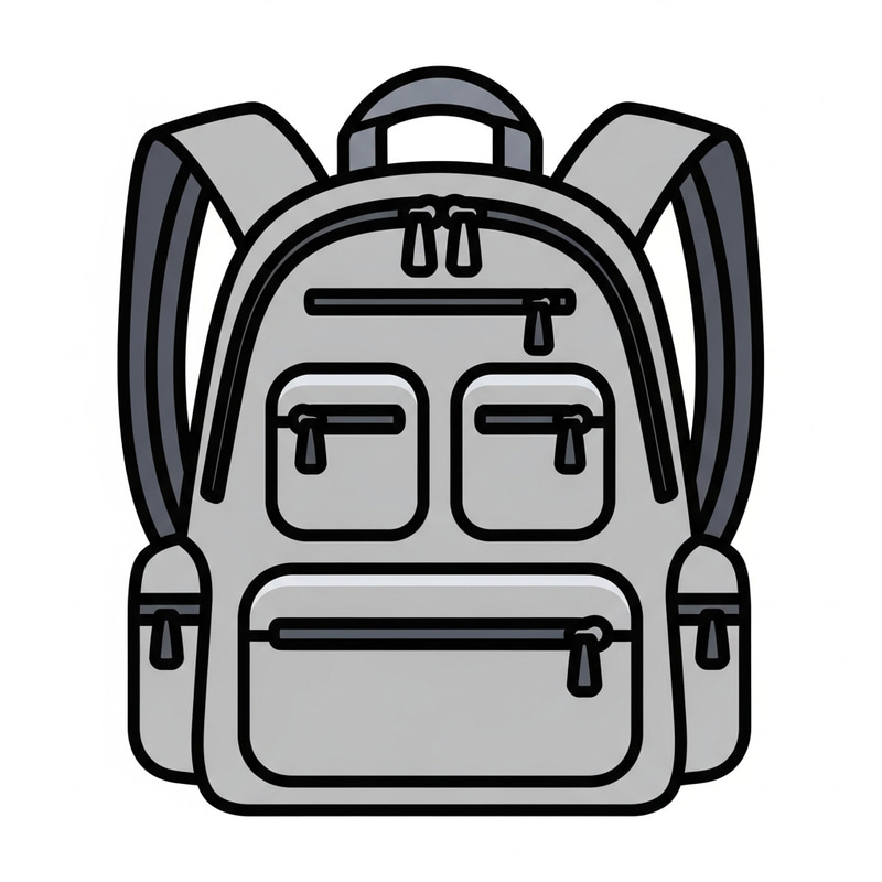 Detailed Backpack Icon Design | Multi-Pocket with Zippers