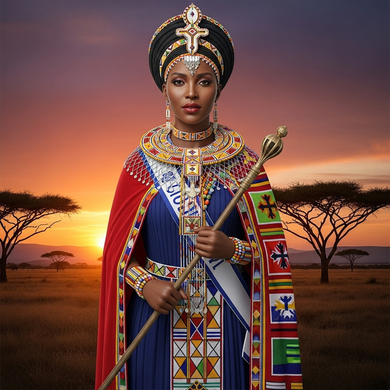 African Queen in Traditional Attire - Majestic Cultural Tribute