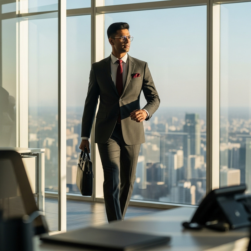 Professional South Asian Man in Business Attire
