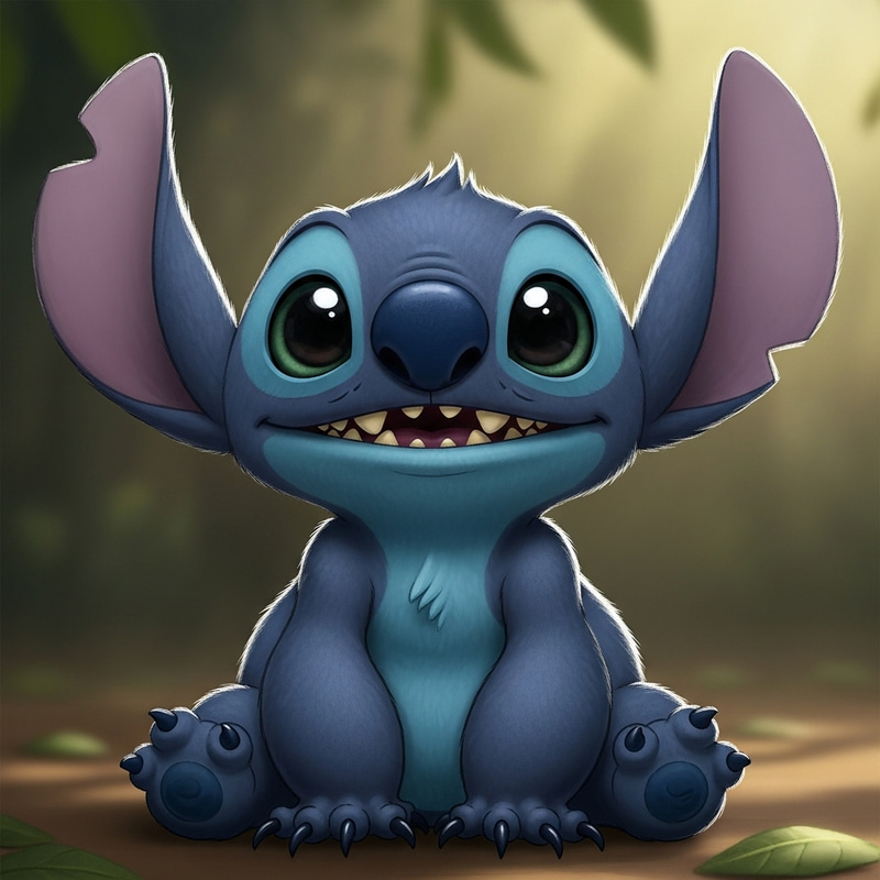 Charming Navy Blue and Black Creature with Stitch-Like Traits Charming Navy Blue and Black Creature with Stitch-Like Traits