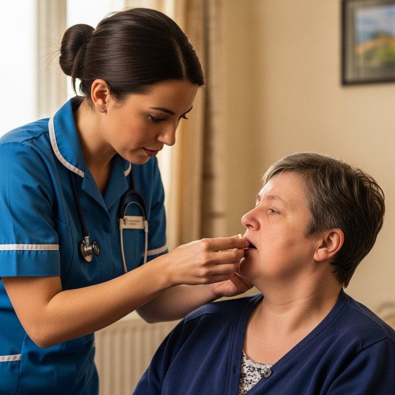 Warm Lighting Shot: Compassionate Caregiver Helping Disabled Woman Warm Lighting Shot: Compassionate Caregiver Helping Disabled Woman