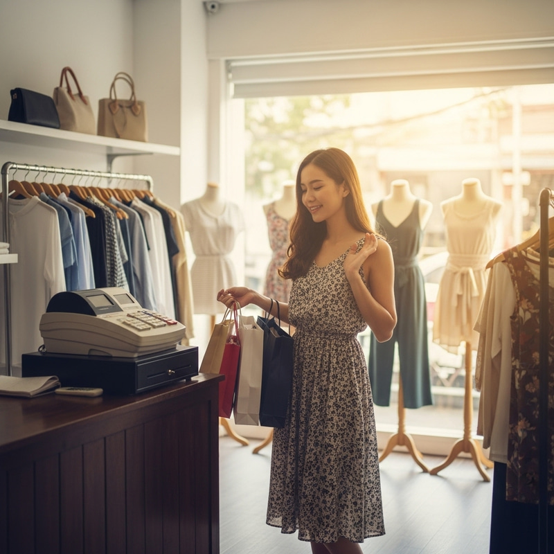 Beautiful Asian Woman Shopping in Boutique | Summer Fashion Experience