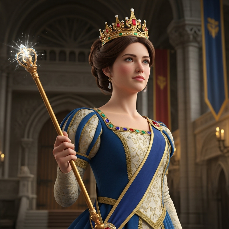 Young Queen in Regal Gown | Royalty Personified