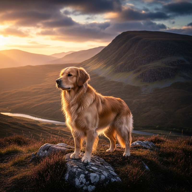 Dog in the Hills - Picturesque Scenery Dog in the Hills - Picturesque Scenery