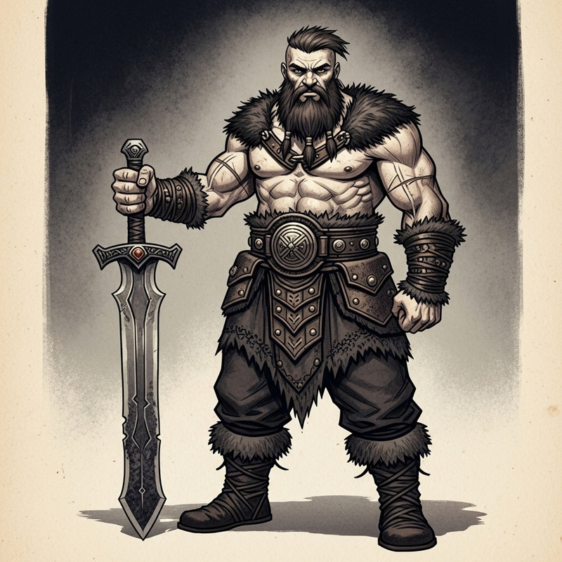 Grimdark Barbarian Art | Burly Young Warrior Grimdark Barbarian Art | Burly Young Warrior