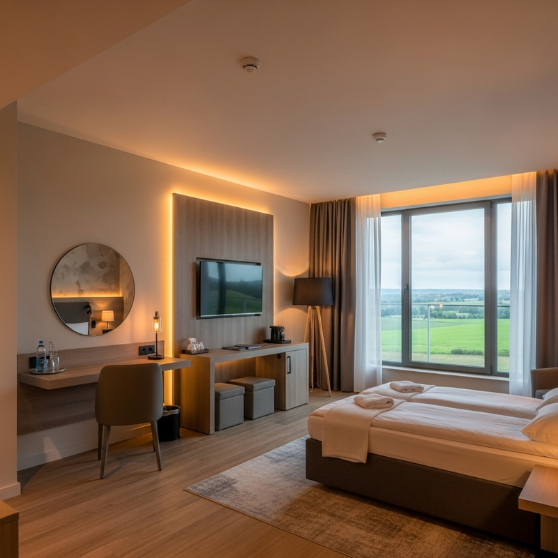 Modern 4-Star Hotel Room in Country-side Wellness Resort Modern 4-Star Hotel Room in Country-side Wellness Resort