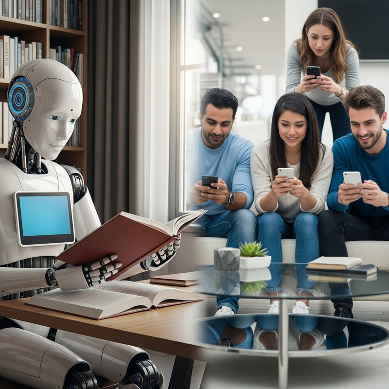 Futuristic Robot Learning in Room vs Humans Engaged in Digital World Futuristic Robot Learning in Room vs Humans Engaged in Digital World
