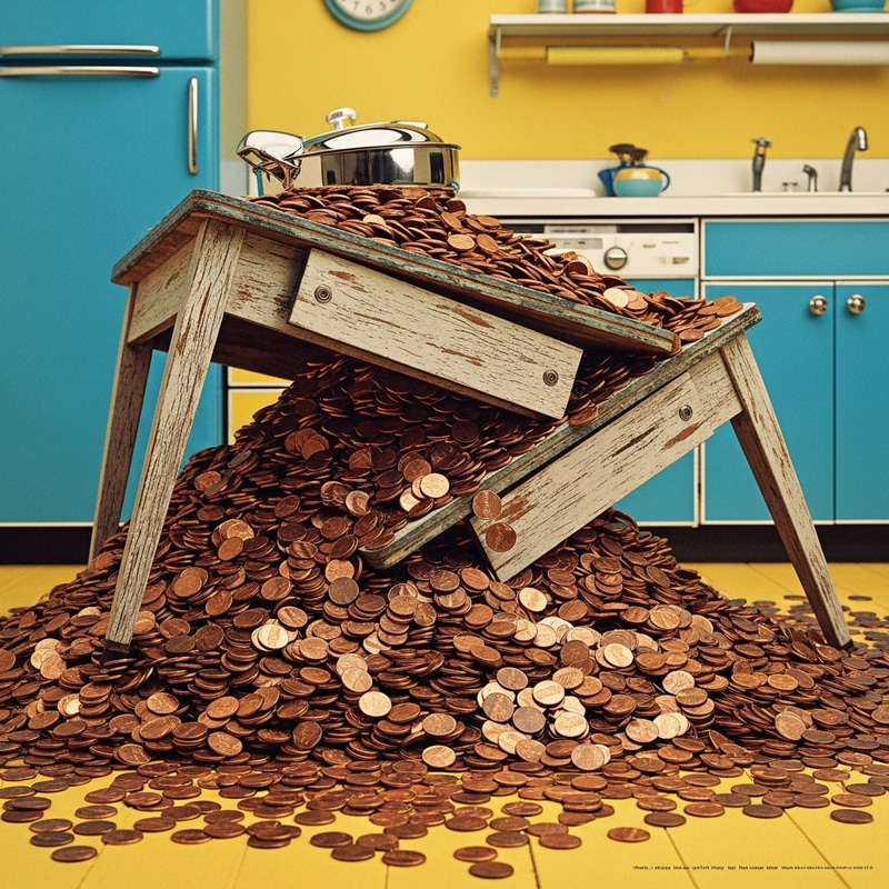 1960's Retro Kitchen with Lincoln Pennies 1960's Retro Kitchen with Lincoln Pennies