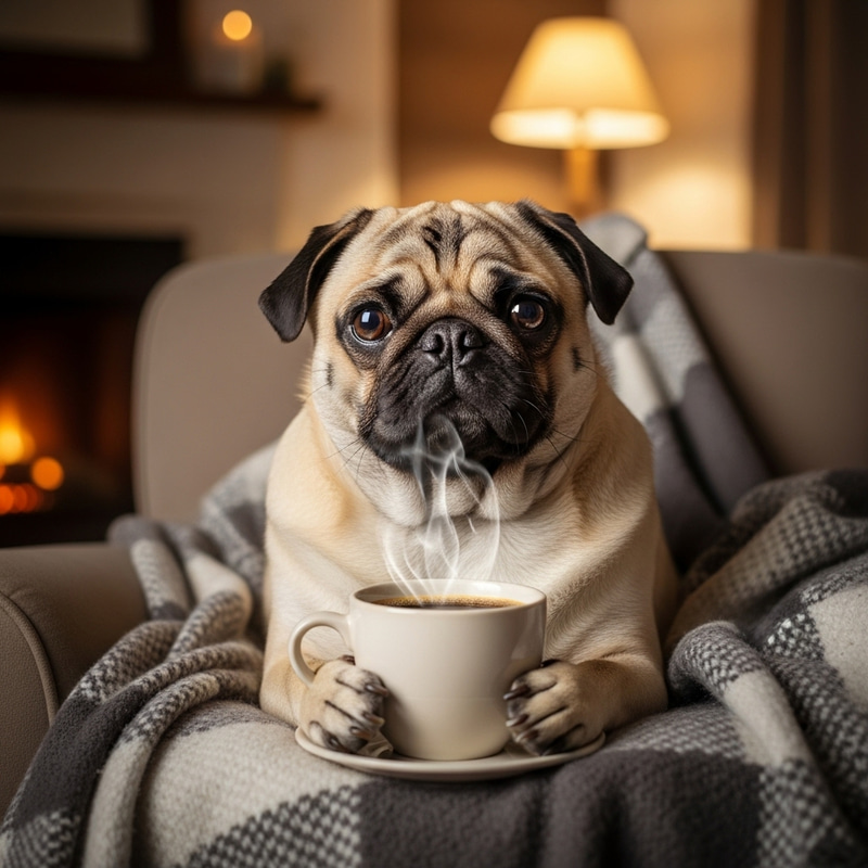 A Pug Enjoying Coffee: Cozy Moments A Pug Enjoying Coffee: Cozy Moments