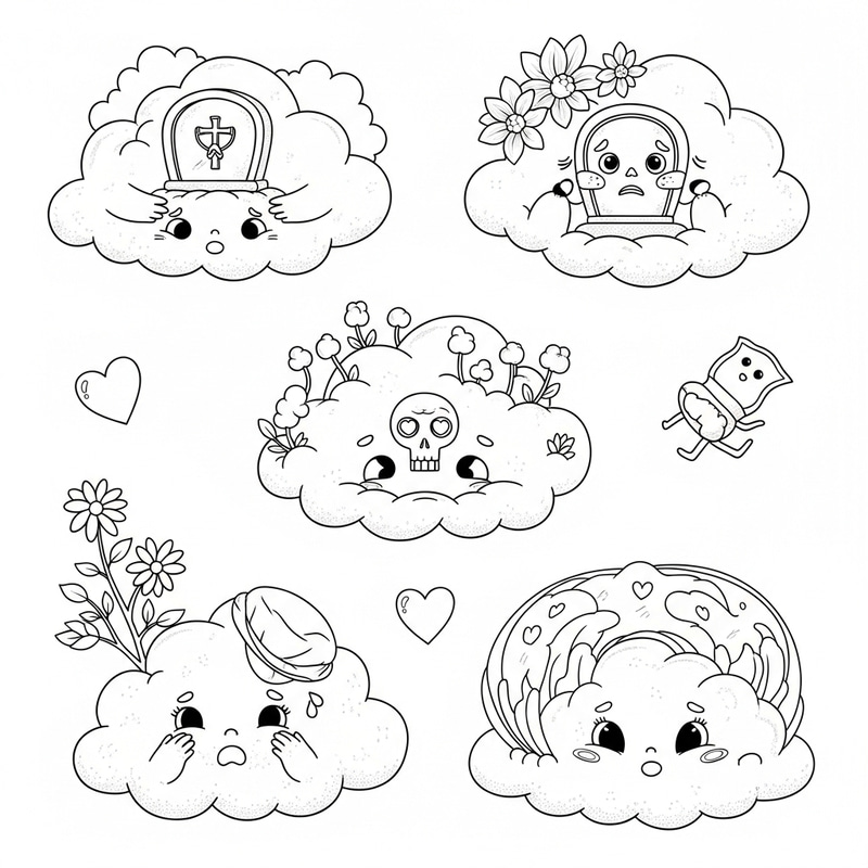 Enchanting Cloud Coloring Page | Honoring Death Creatively