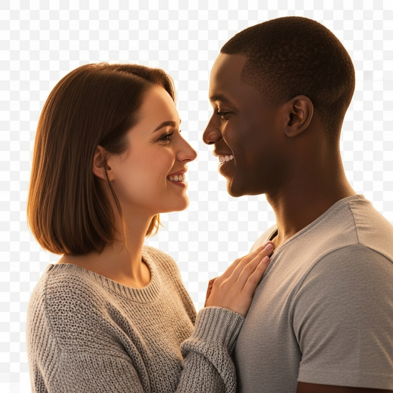 Mixed Race Couple | Peaceful Affectionate Smiles Mixed Race Couple | Peaceful Affectionate Smiles