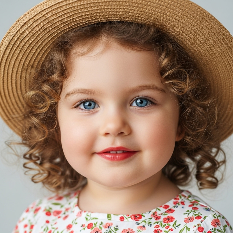 Chubby Cheeks, Dimple Chin, Rosy Lips - Fair Blue-Eyed Girl