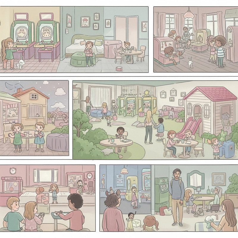 Diverse Children's Entertainment Center in Soft Bed Tones Diverse Children's Entertainment Center in Soft Bed Tones