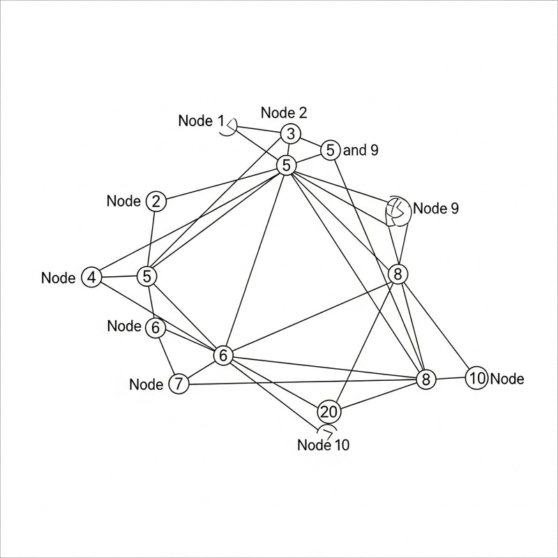 Hand-Drawn Node-Link Visualization of an Undirected Graph with 10 Nodes