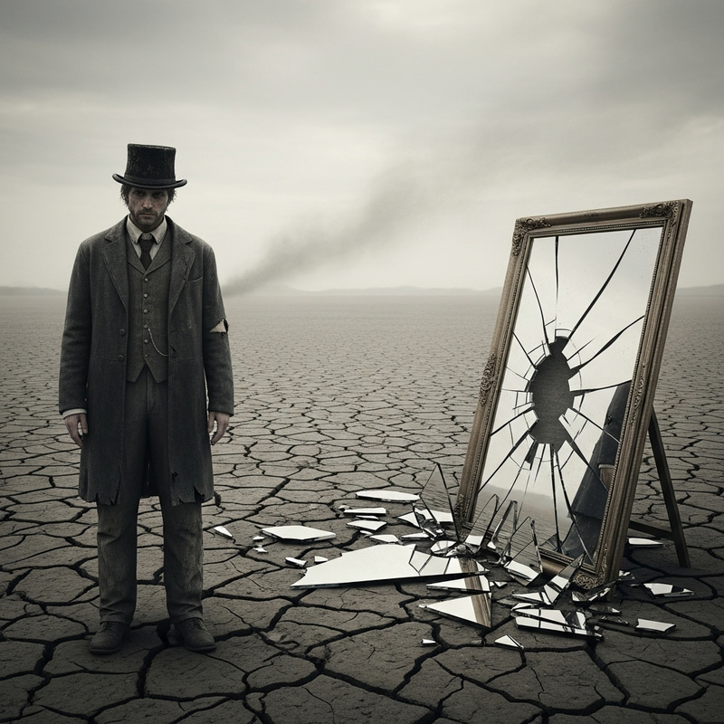 Solitary Figure in Cylinder Alone with Broken Mirror Solitary Figure in Cylinder Alone with Broken Mirror