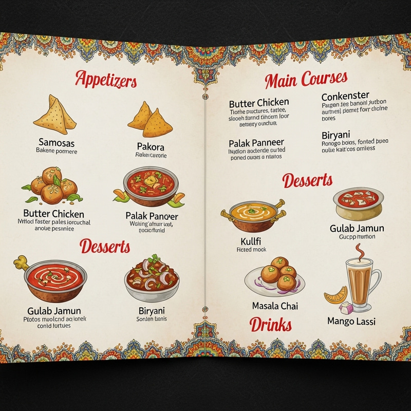 Indian Restaurant Menu - Authentic Flavors and Recipes