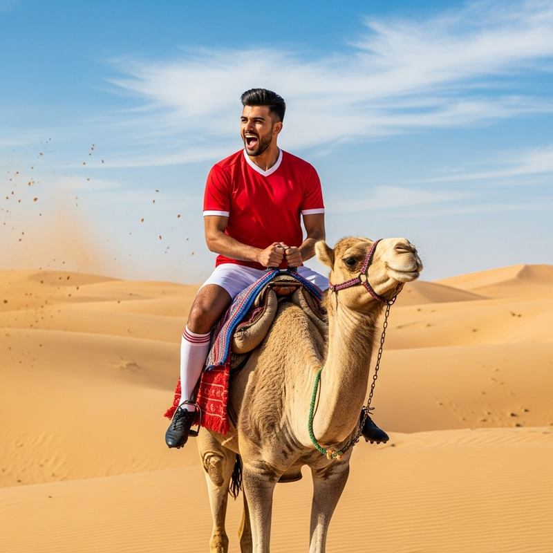 Cristiano Ronaldo Camel Ride: Serene Desert Adventure