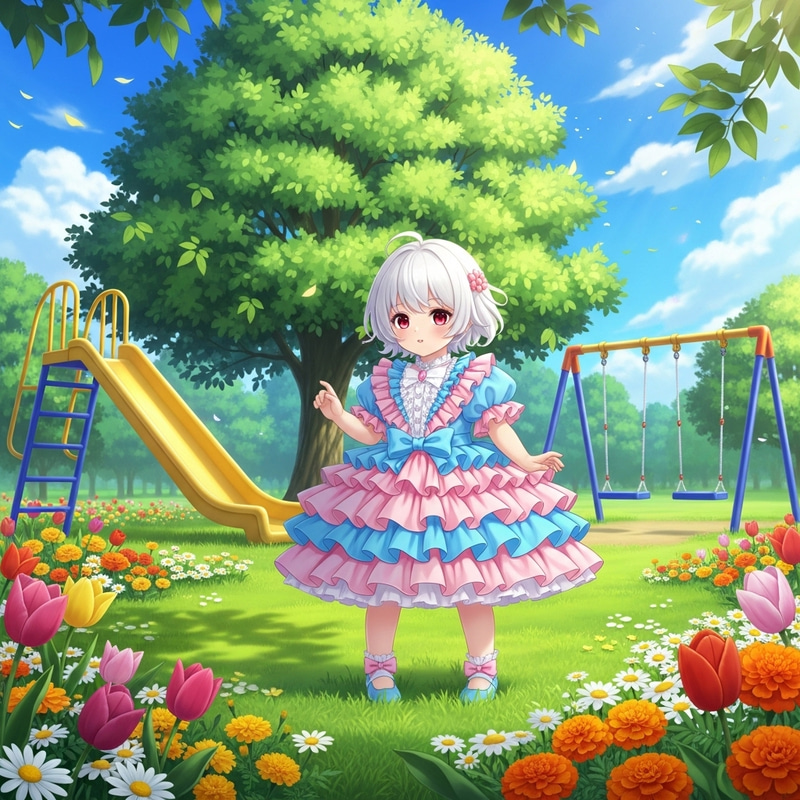 Adorable Little Girl with White Hair and Red Eyes Adorable Little Girl with White Hair and Red Eyes