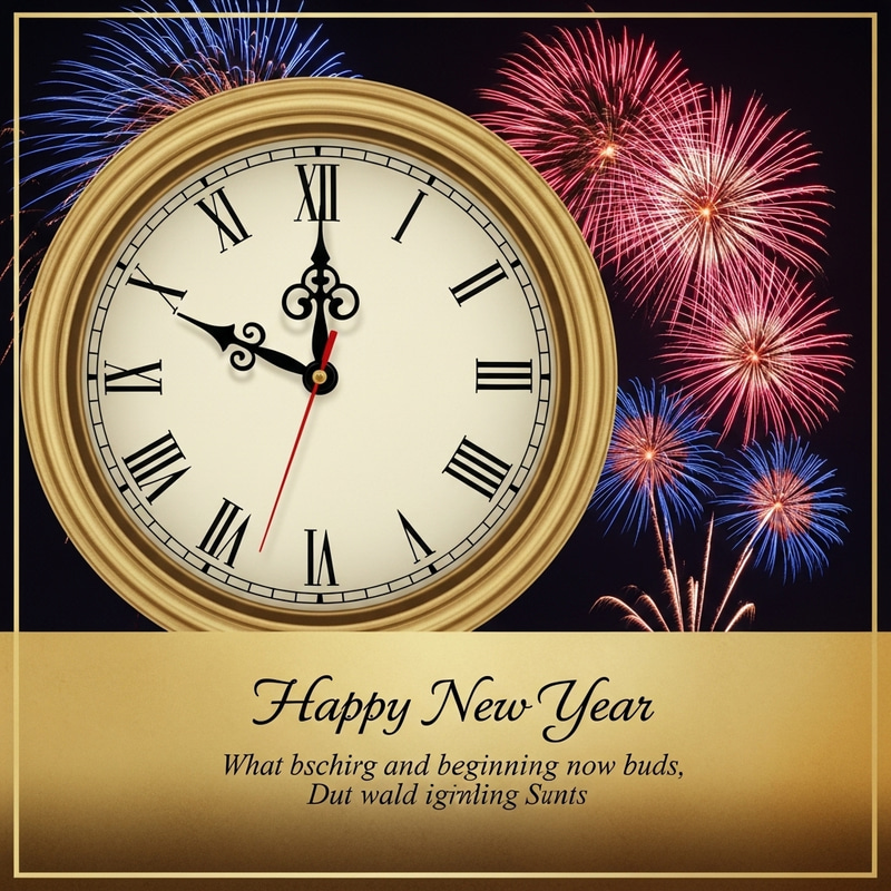 Personalised New Year Greetings | Elegant Clock Design Personalised New Year Greetings | Elegant Clock Design