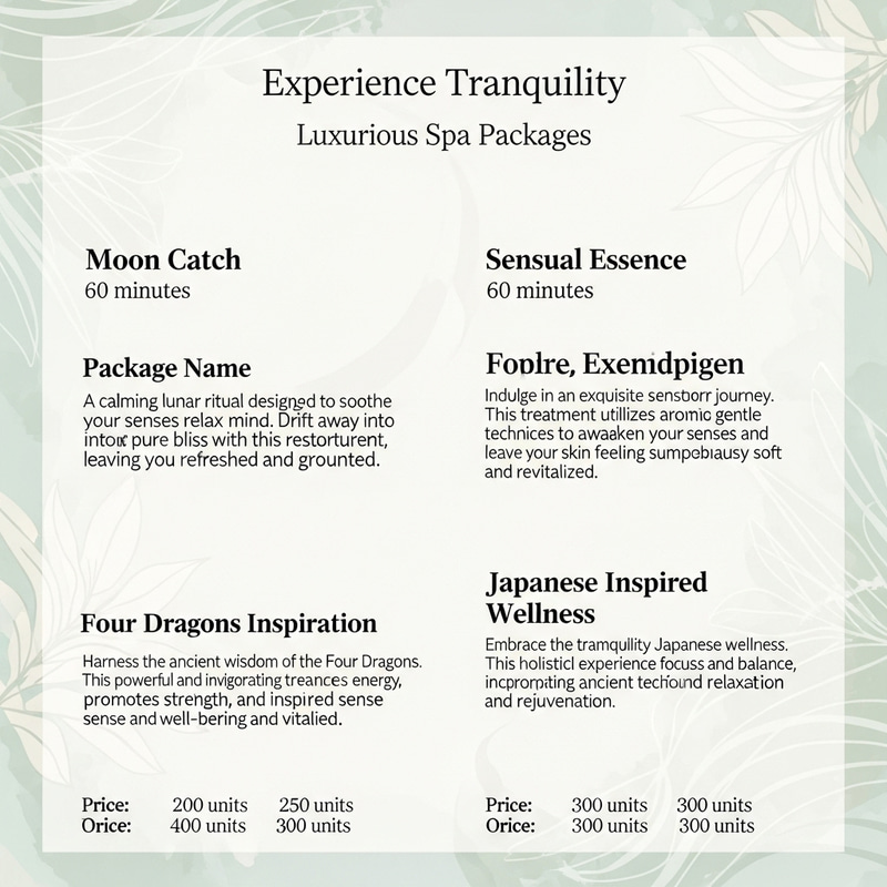 High-Class Spa Package Menu | Luxury Massage Selections High-Class Spa Package Menu | Luxury Massage Selections