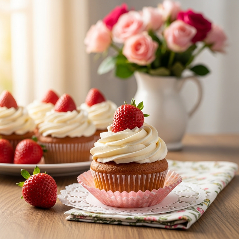 Delicious Strawberry Cupcake Photography Delicious Strawberry Cupcake Photography