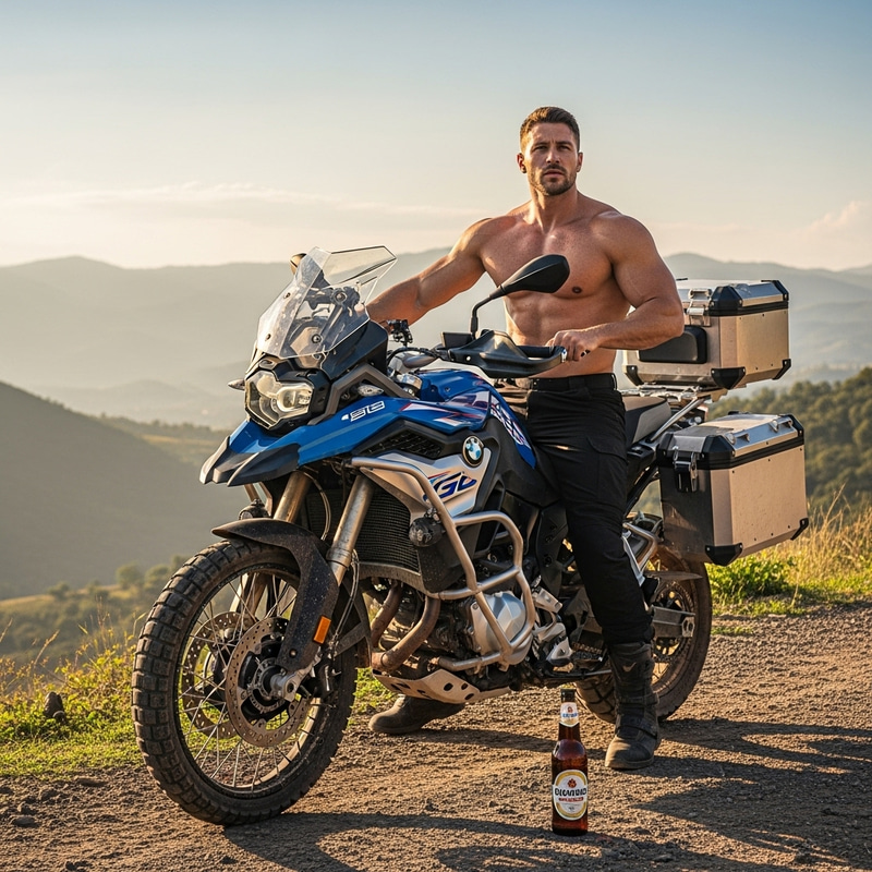 Muscular Adventure Rider on BMW GS 850 | Latin American Sunshine Muscular Adventure Rider on BMW GS 850 | Latin American Sunshine