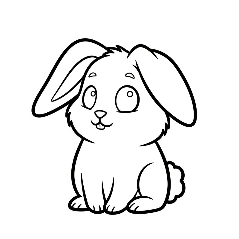 Adorable Rabbit Coloring Page for 4-Year-Olds Adorable Rabbit Coloring Page for 4-Year-Olds