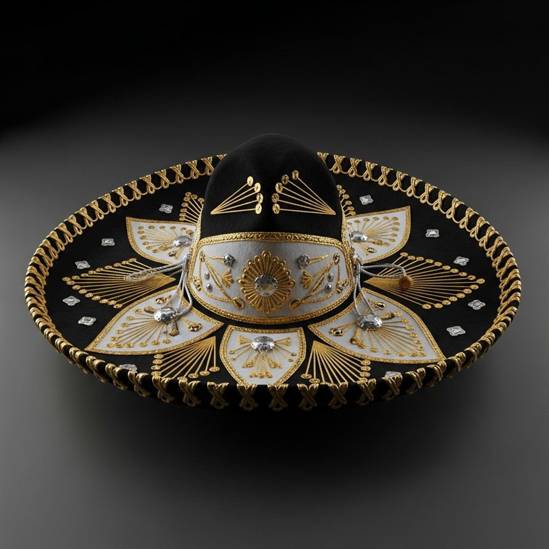 3D Mariachi Sombrero on Black Background 3D Mariachi Sombrero on Black Background