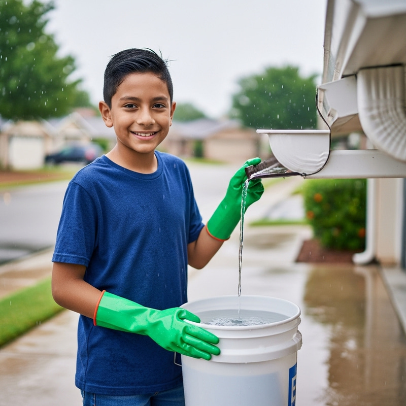 Young Child Saving Rainwater | Sustainable Future
