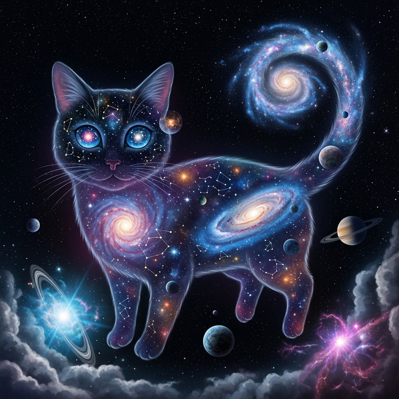 Space Cat Nebula – Celestial Feline in Cosmic Expanse
